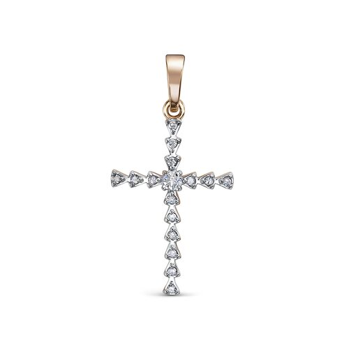 Декоративный крест с бриллиантами из золота 585 пробы