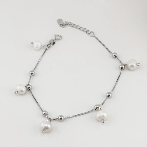 Браслет с жемчугом из серебра 925 пробы