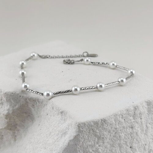 Браслет с жемчугом из серебра 925 пробы