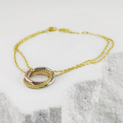 Браслет с фианитами из серебра 925 пробы с позолотой