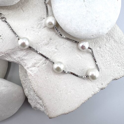 Браслет с жемчугом из серебра 925 пробы