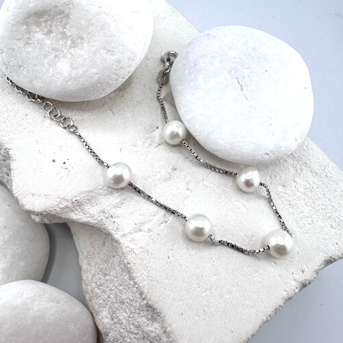 Браслет с жемчугом из серебра 925 пробы