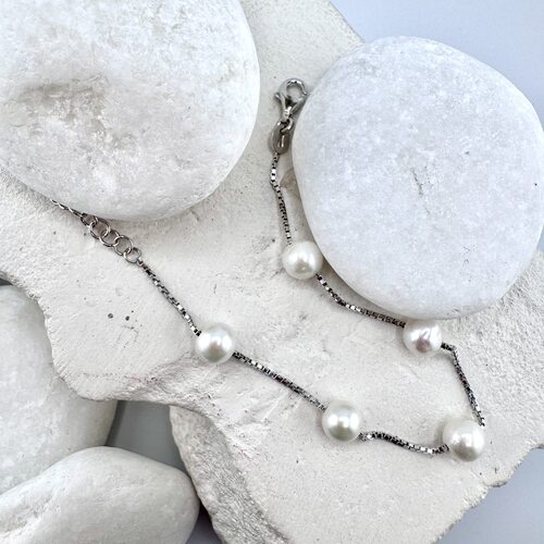 Браслет с жемчугом из серебра 925 пробы