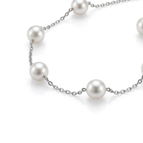 Браслет с жемчугом и фианитами из серебра 925 пробы