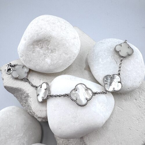 Браслет "Клевера" с перламутром из серебра 925 пробы