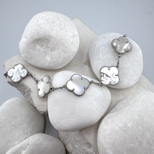 Браслет "Клевера" с перламутром из серебра 925 пробы