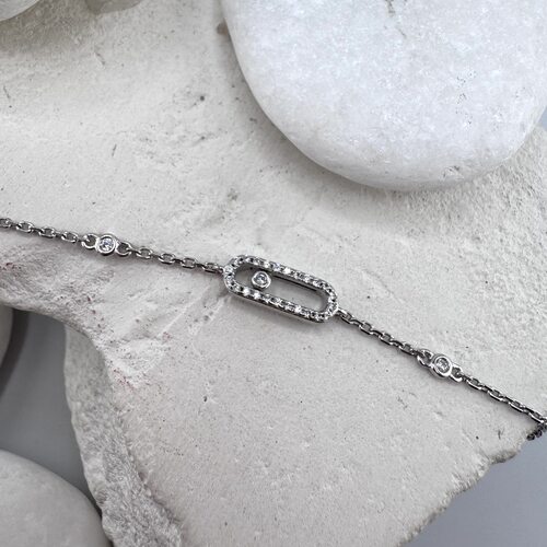 Браслет с фианитами из серебра 925 пробы