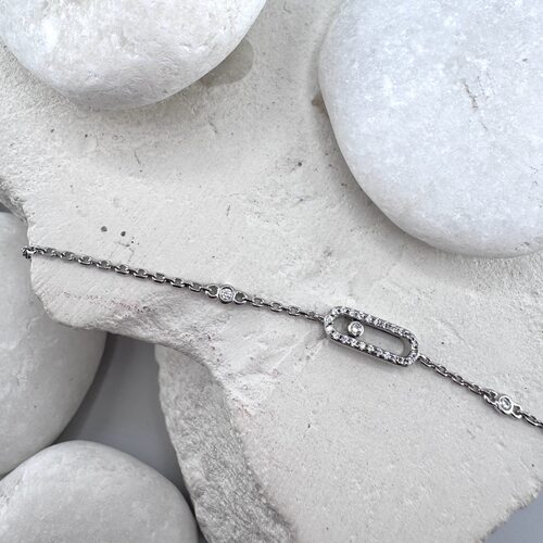 Браслет с фианитами из серебра 925 пробы