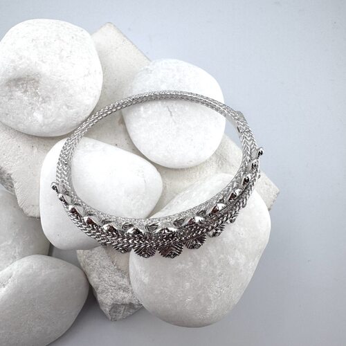 Браслет "Кофейные зерна" с фианитами из серебра 925 пробы