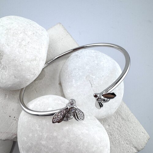 Браслет "Пчелы" с фианитами из серебра 925 пробы