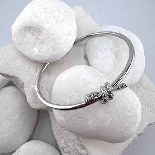 Браслет "Узел" с фианитами из серебра 925 пробы