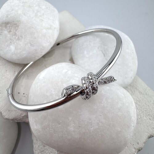 Браслет "Узел" с фианитами из серебра 925 пробы