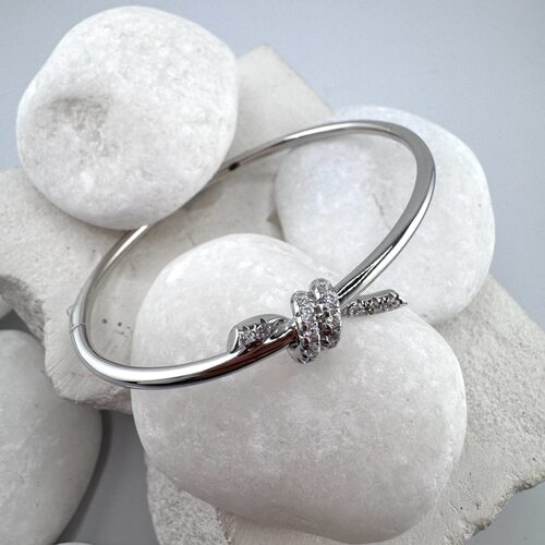 Браслет "Узел" с фианитами из серебра 925 пробы