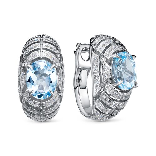 Серьги с топазами из серебра 925 пробы