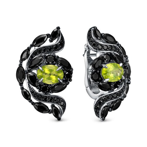 Серьги с перлитом и шпинелью из серебра 925 пробы