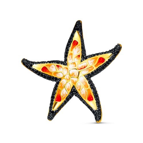 Брошь со шпинелью и эмалью из серебра 925 пробы