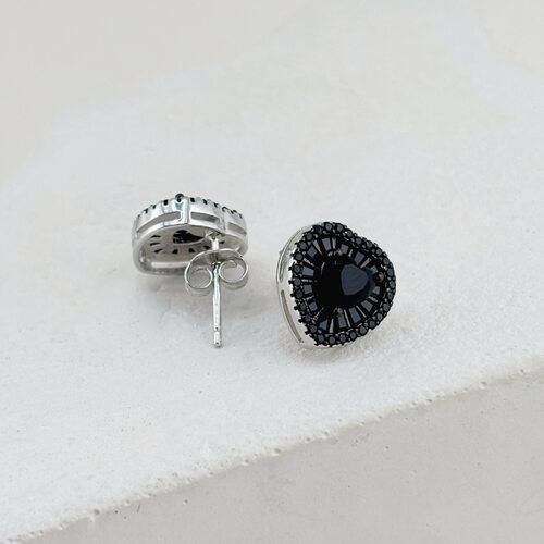 Серьги "Сердца" со шпинелью из серебра 925 пробы