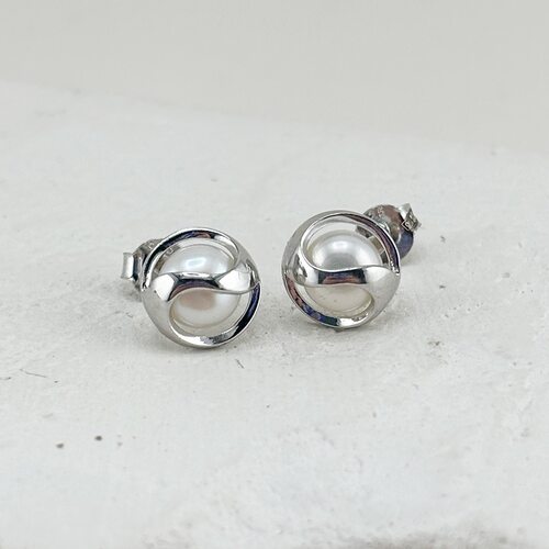 Серьги с жемчугом из серебра 925 пробы