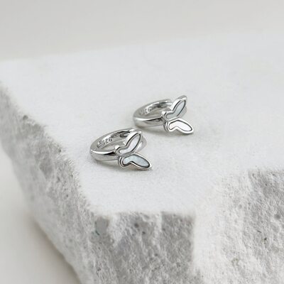 Серьги "Бабочки" с перламутром из серебра 925 пробы