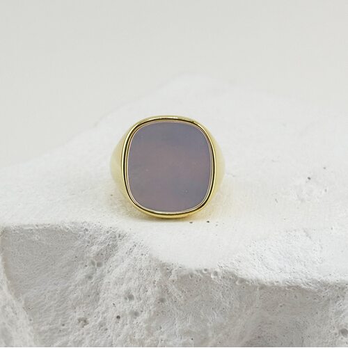 Кольцо с перламутром из серебра 925 пробы с позолотой