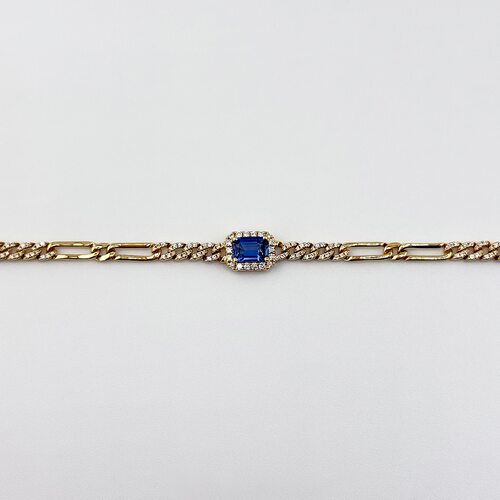 Браслет с сапфиром и бриллиантами из желтого золота 585 пробы