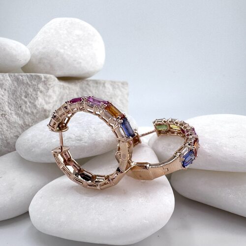 Серьги с сапфирами и бриллиантами из золота 585 пробы