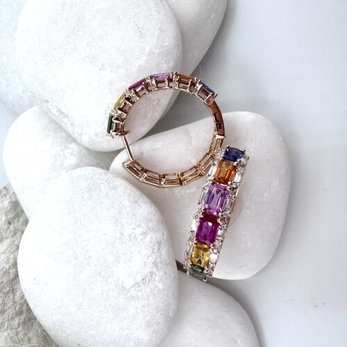 Серьги с сапфирами и бриллиантами из золота 585 пробы