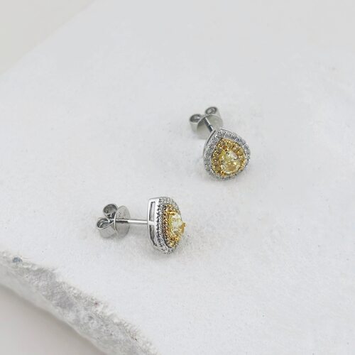 Серьги с бриллиантами из белого золота 585 пробы