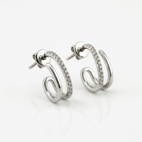 Серьги с бриллиантами из белого золота 585 пробы