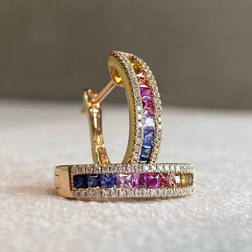 Серьги с сапфирами и бриллиантами из золота 585 пробы