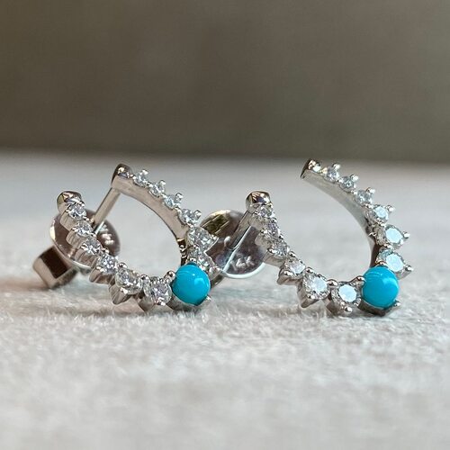 Серьги с бирюзой и бриллиантами из золота 585 пробы