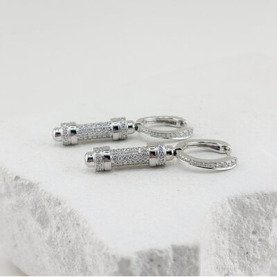 Серьги с бриллиантами из белого золота 585 пробы