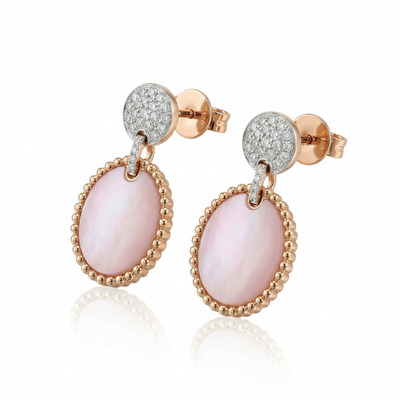 Серьги с бриллиантами и перламутром из золота 585 пробы