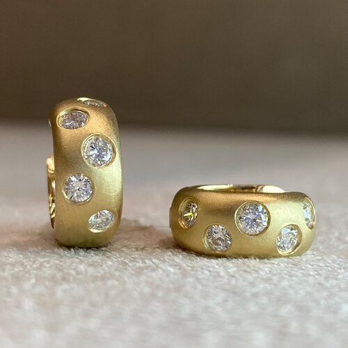 Серьги с бриллиантами из желтого золота 585 пробы