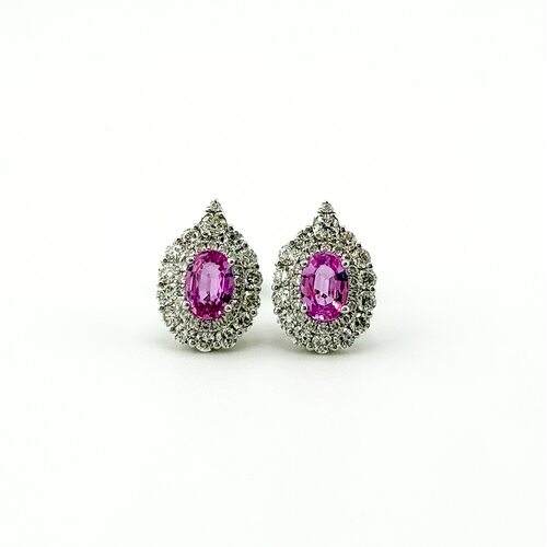 Серьги с сапфирами и бриллиантами из белого золота 585 пробы