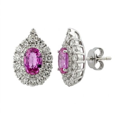 Серьги с сапфирами и бриллиантами из белого золота 585 пробы