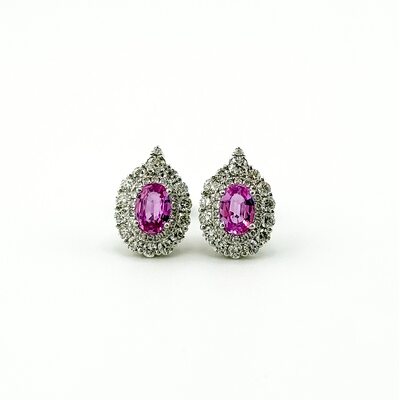 Серьги с сапфирами и бриллиантами из белого золота 585 пробы