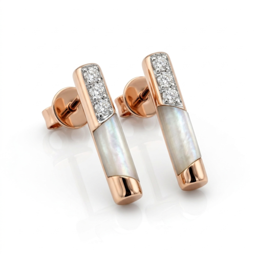 Серьги с перламутром и бриллиантами из золота 585 пробы