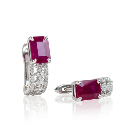 Серьги с рубинами и бриллиантами из белого золота 585 пробы арт. CE46268-WD-RU