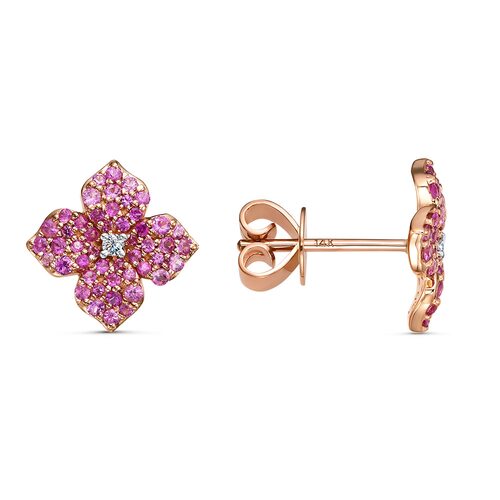 Серьги с сапфирами и бриллиантами из золота 585 пробы