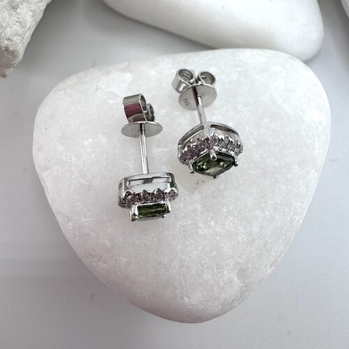 Серьги с сапфирами и бриллиантами из белого золота 585 пробы