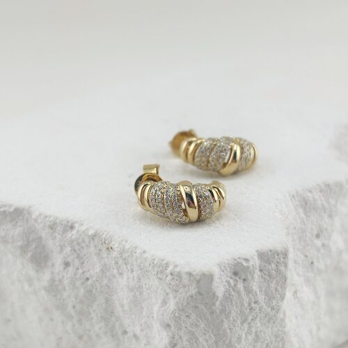 Серьги с бриллиантами из желтого золота 585 пробы