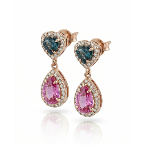 Серьги с топазами и бриллиантами из золота 585 пробы