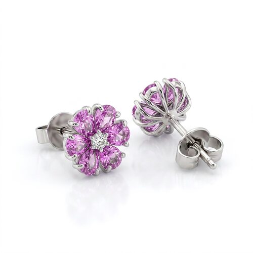 Серьги с бриллиантами и сапфирами из золота 585 пробы