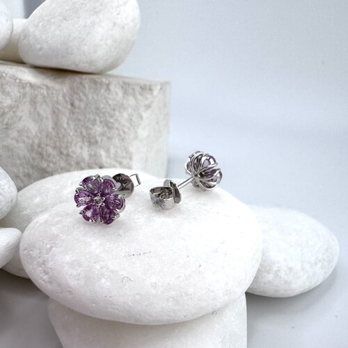 Серьги с бриллиантами и сапфирами из золота 585 пробы