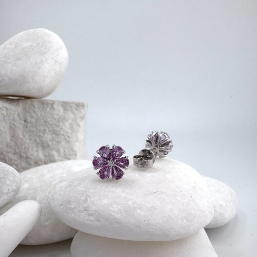 Серьги с бриллиантами и сапфирами из золота 585 пробы