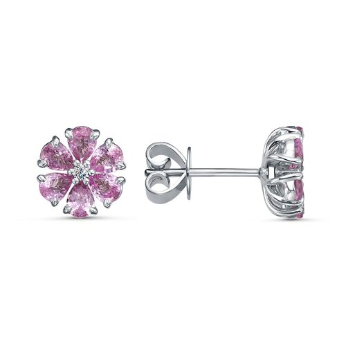 Серьги с бриллиантами и сапфирами из золота 585 пробы