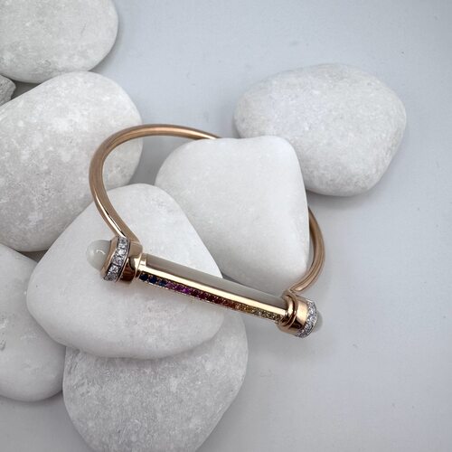 Браслет с сапфирами, рубинами и бриллиантами из золота 585 пробы