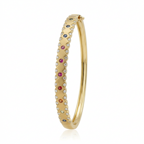 Браслет с сапфирами и бриллиантами из желтого золота 585 пробы