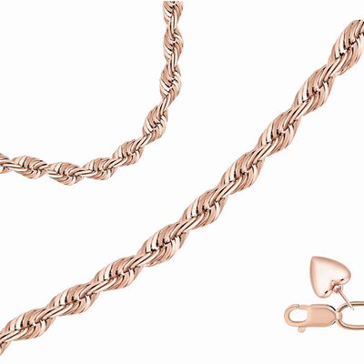 Цепь плетения "Корда" с сердцем из серебра 925 пробы с позолотой